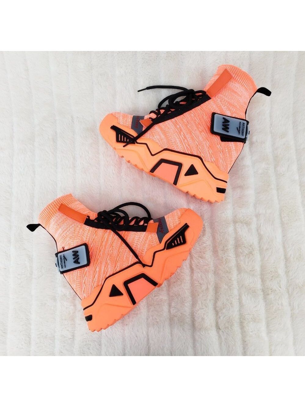 Wang Damson Pull On Platform Hidden Wedge Sock Sneakers Orange 🍊 NIB - Picture 4 of 13